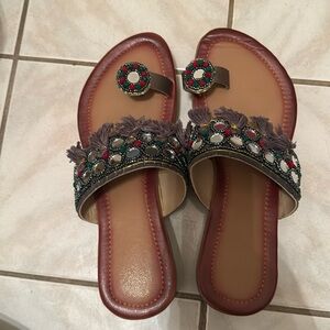 Lightweight sandals with bead handwork